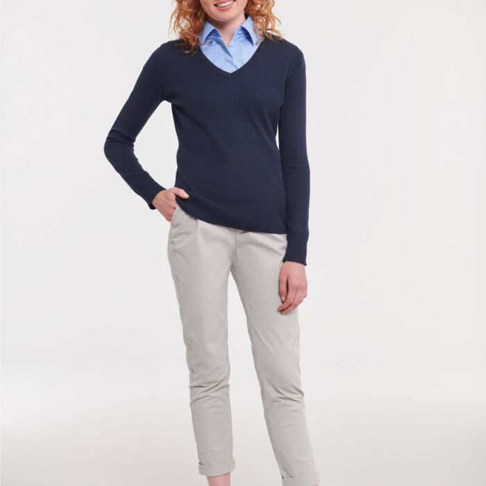 Ladies' V-Neck Knitted Pullover Thumbnail