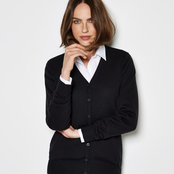 Kustom Kit Ladies Arundel Cotton Acrylic V Neck Cardigan Thumbnail